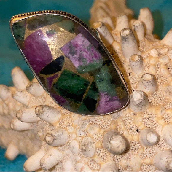 Copper Ruby Zoisite natural Gemstone handcrafted ring 9 - Picture 2 of 7
